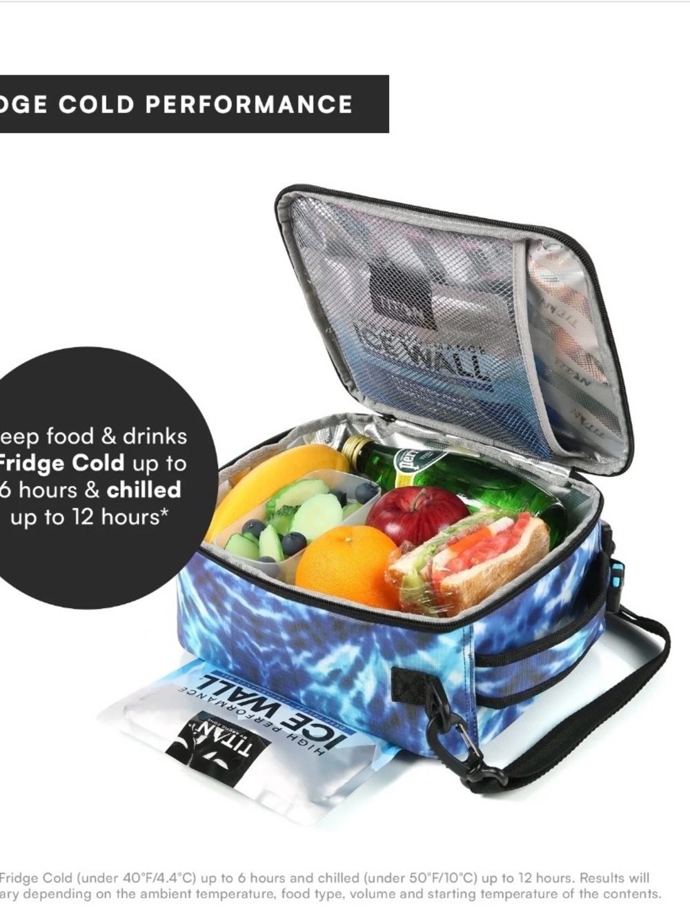 Titan by Arctic Zone Fridge Cold Upright Lunch Pack, Kaleidoscope Blue Tie Dye - Picture 5 of 6